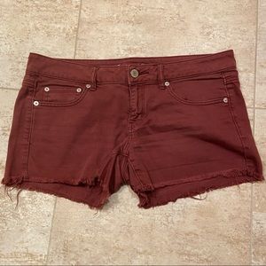Burgundy jean shorts